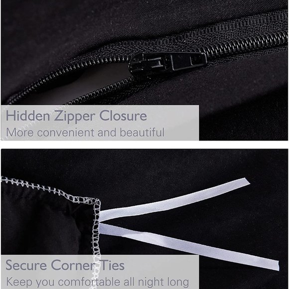 UO 3 Pieces Queen Black Pom Pom Fringe Duvet Cover - Picture 6 of 8